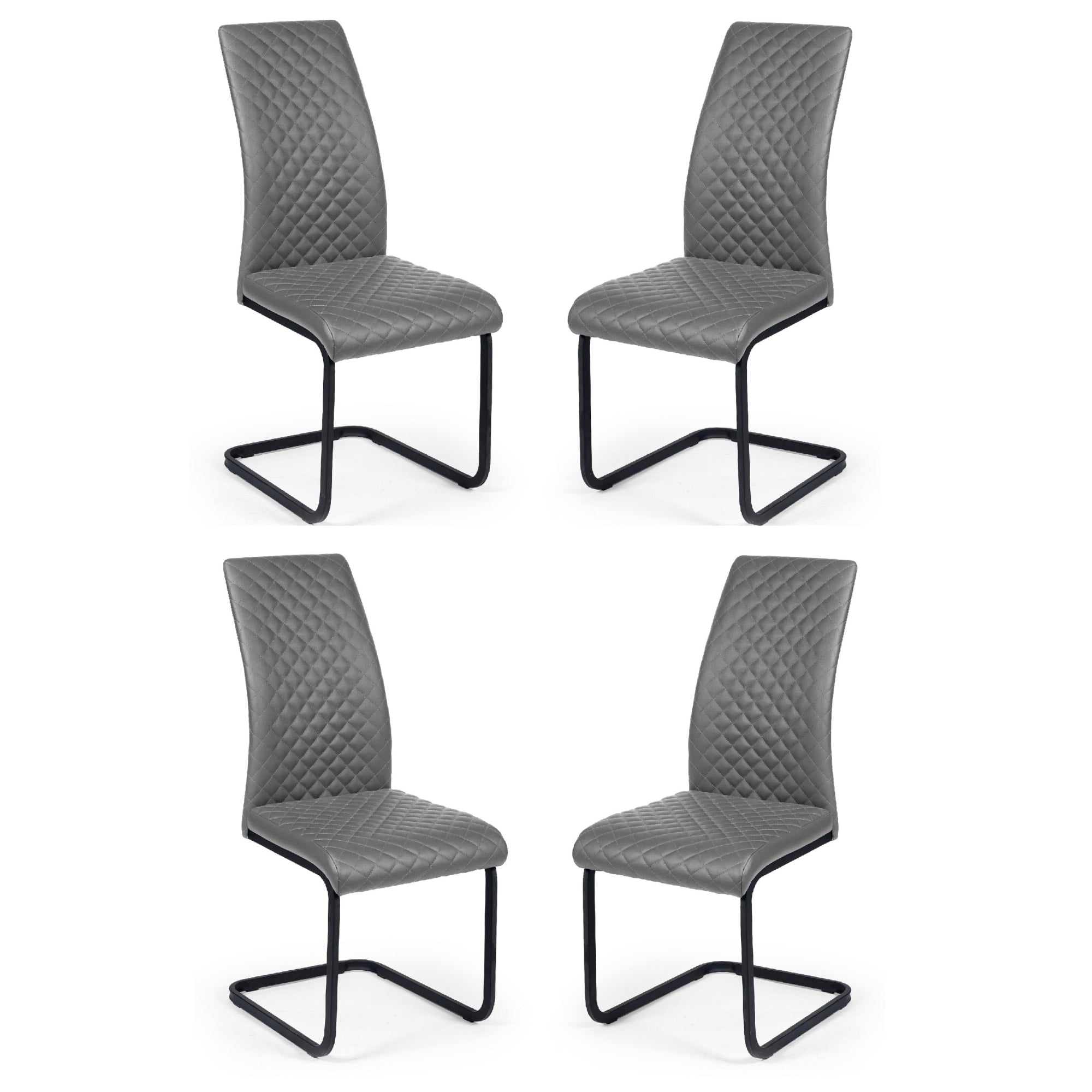 Set of 4 Xavier Grey Upholstered Cantilever Dining Chairs - Cozyo