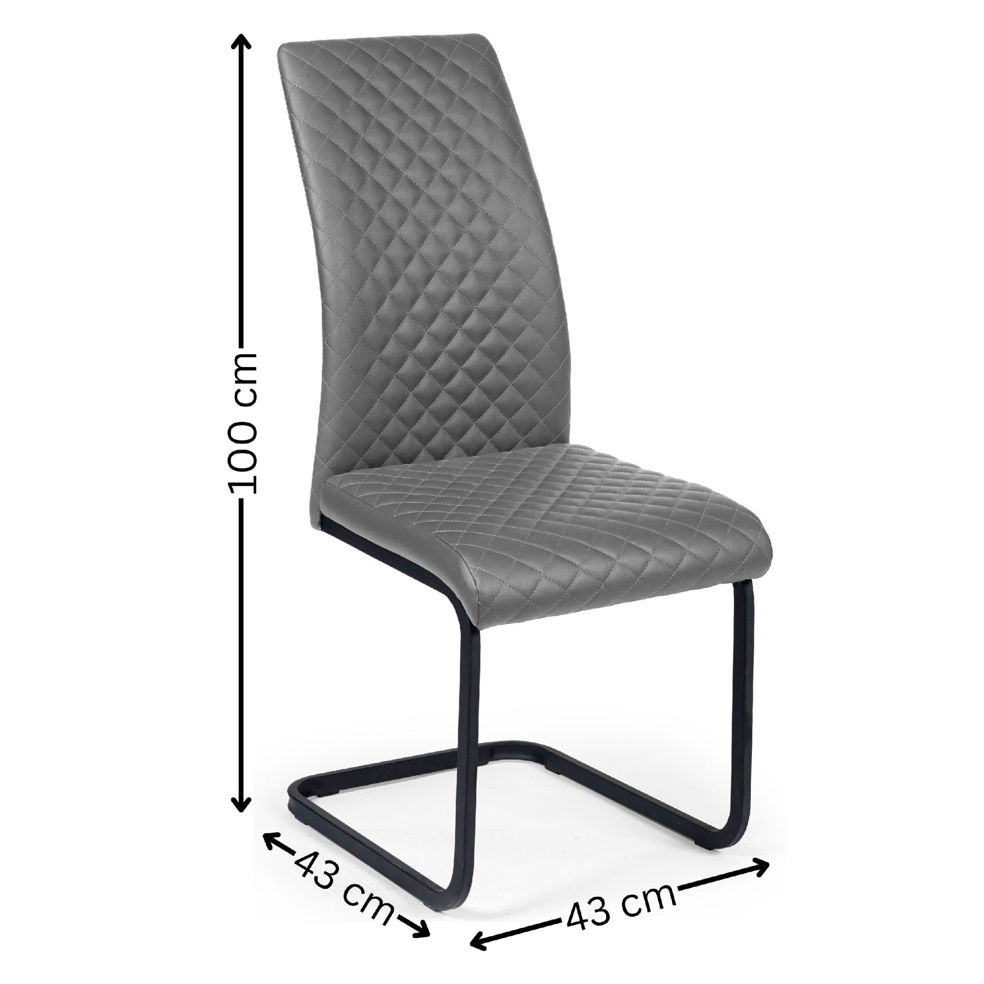 Set of 4 Xavier Grey Upholstered Cantilever Dining Chairs - Cozyo