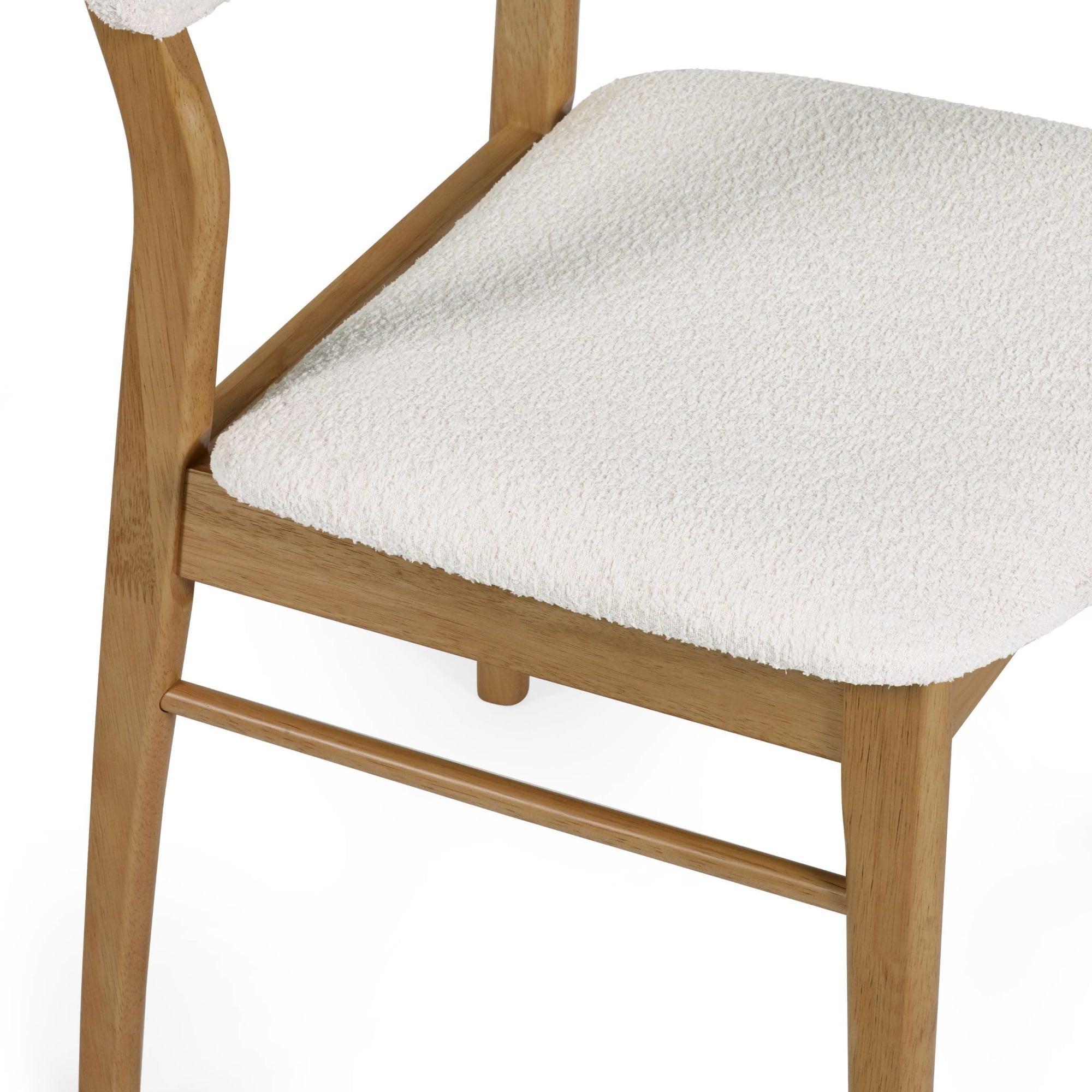 Theia Set of 2 White Boucle Upholstered Dining Chairs - Cozyo