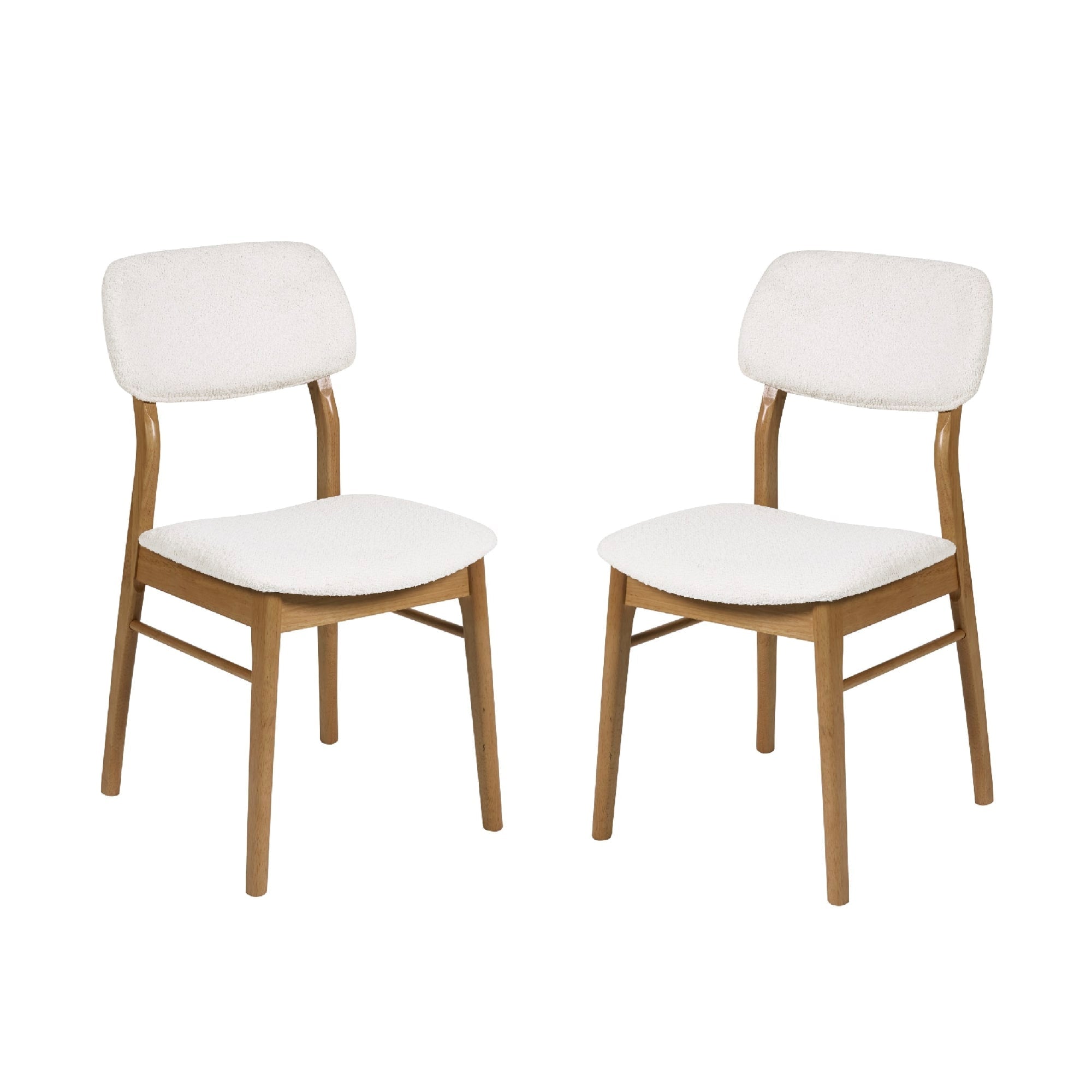 Theia Set of 2 White Boucle Upholstered Dining Chairs - Cozyo