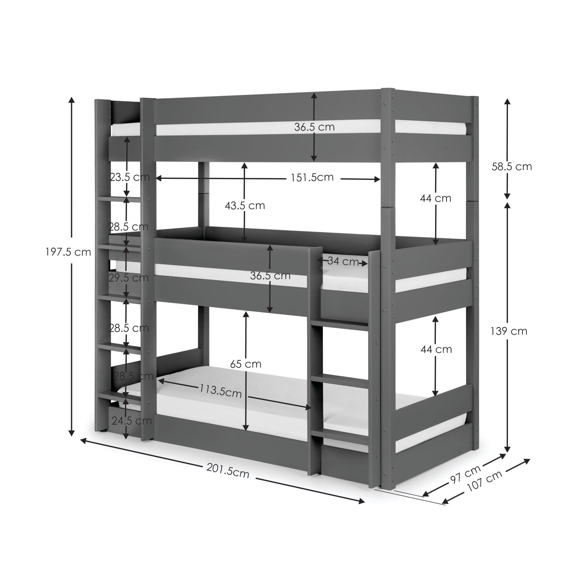 Trio Bunk - Anthracite - Cozyo