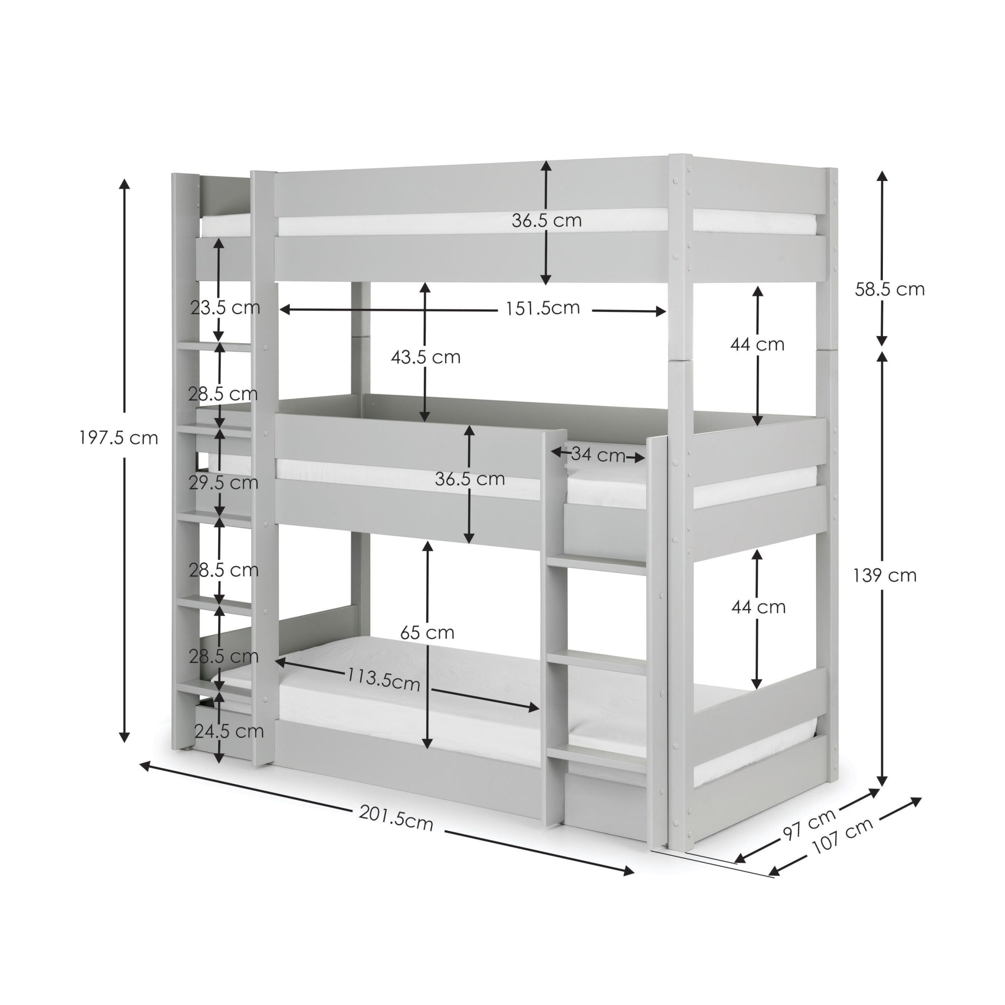 Trio Bunk - Dove Grey - Cozyo
