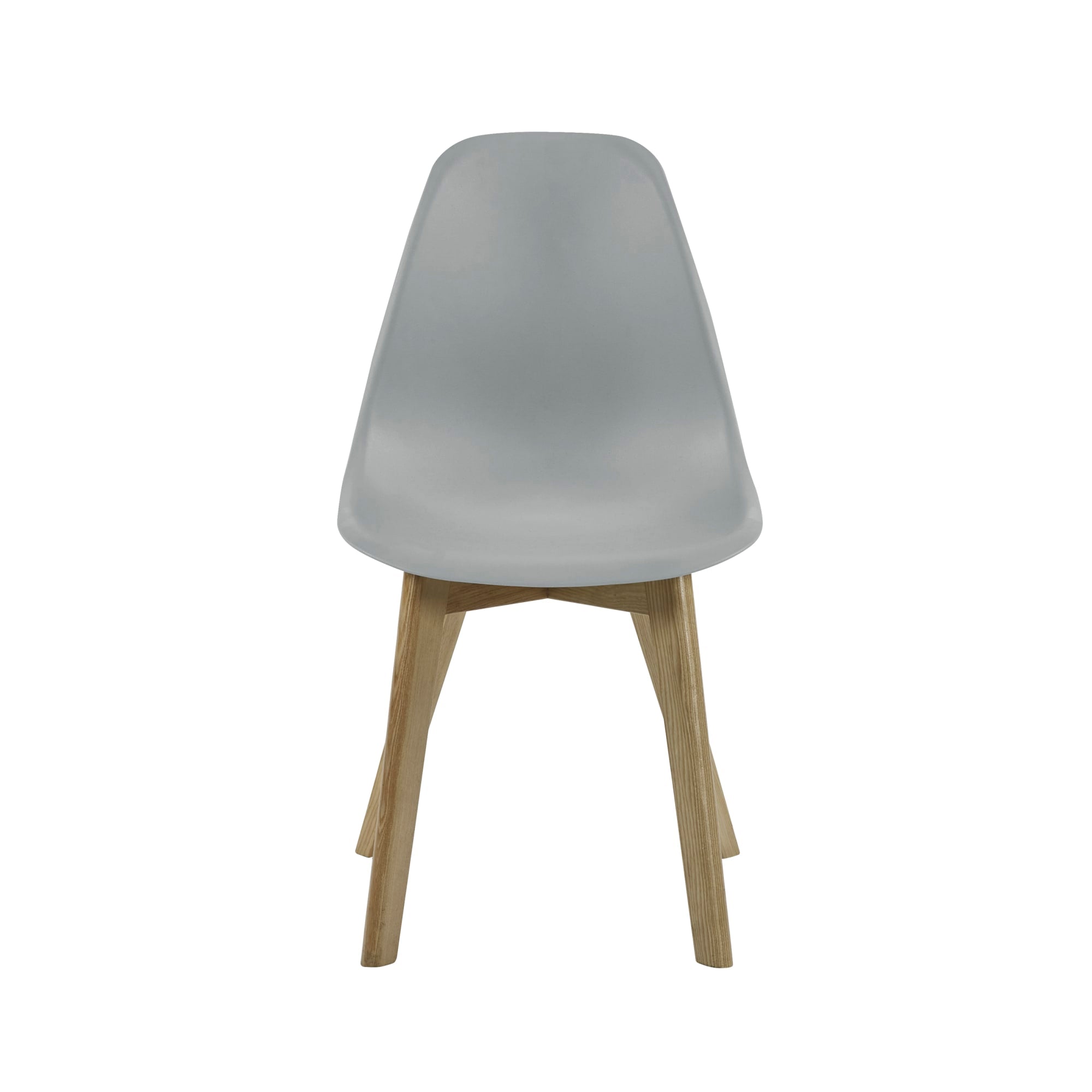 Set of 2 Agatha Grey Plastic Dining Chairs with Wooden Legs