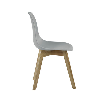 Set of 2 Agatha Grey Plastic Dining Chairs with Wooden Legs