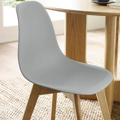 Set of 2 Agatha Grey Plastic Dining Chairs with Wooden Legs