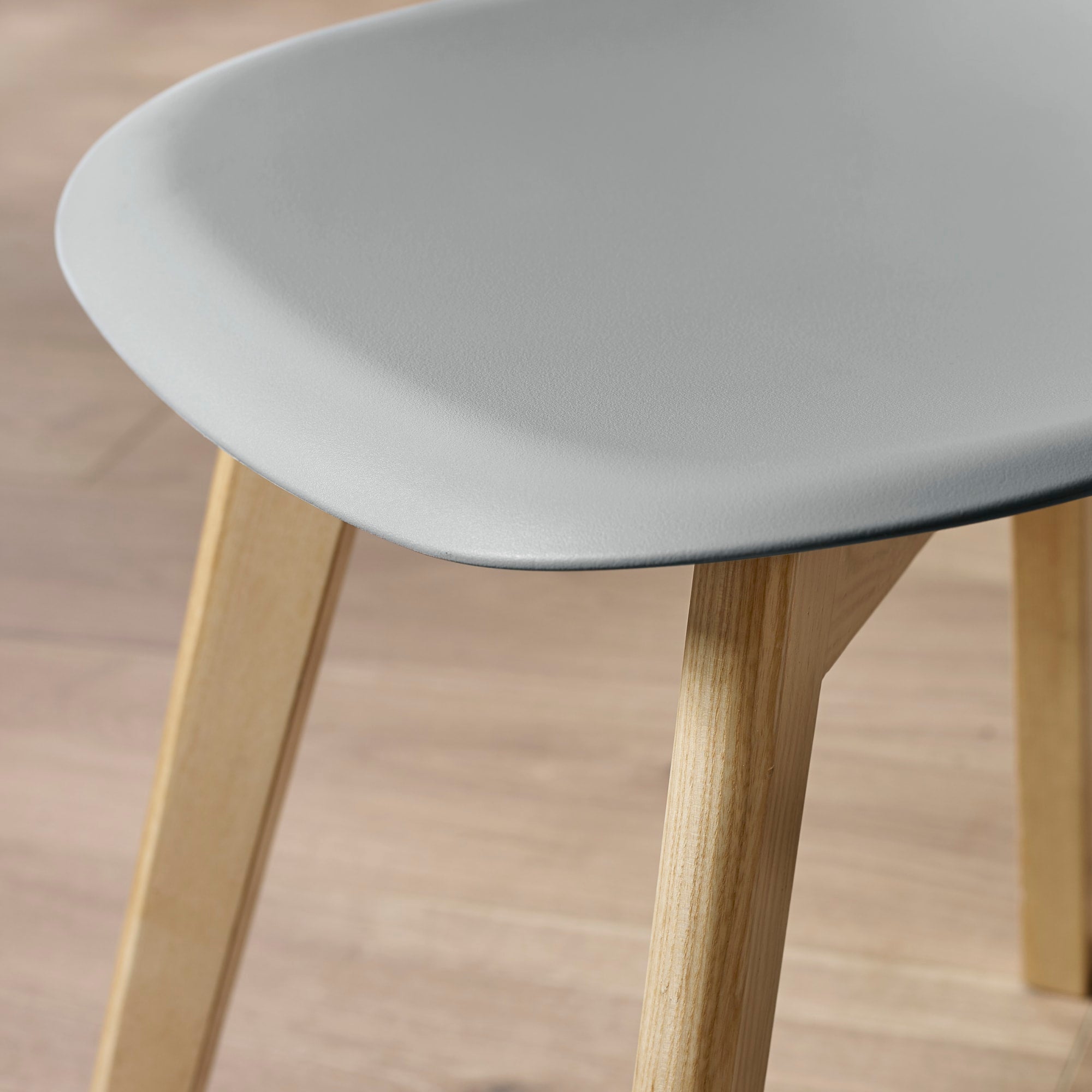 Set of 2 Agatha Grey Plastic Dining Chairs with Wooden Legs