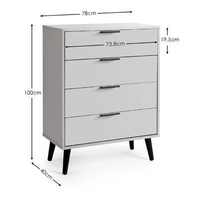 Alba 4 Drawer Wide Chest - Silk Grey