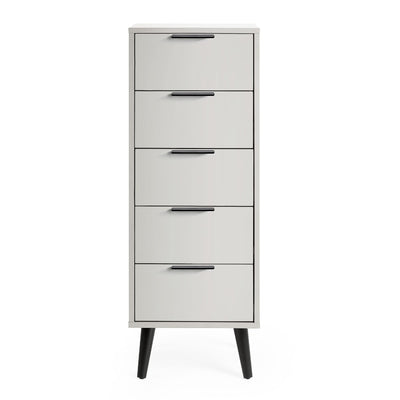 Alba 5 Drawer Narrow Chest - Silk Grey