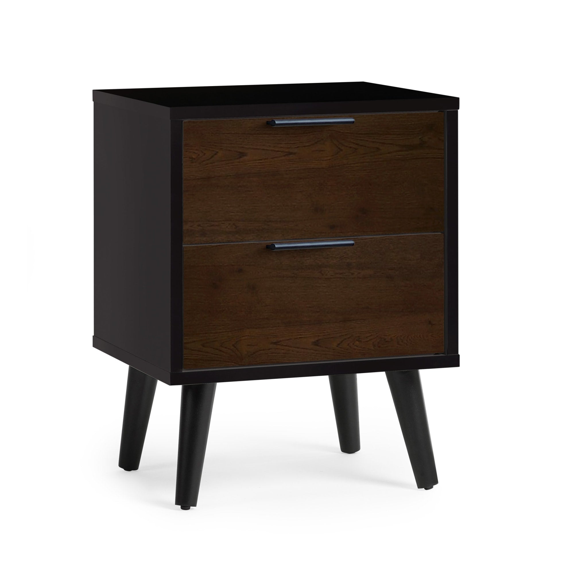 Alba 2 Drawer Bedside - Walnut/Black