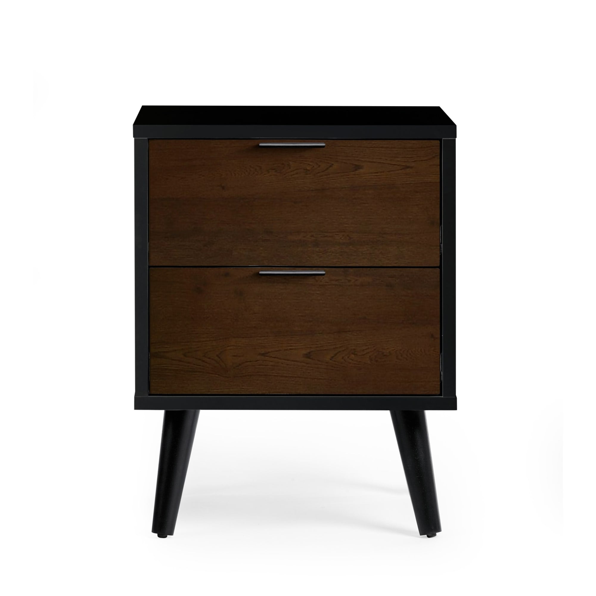 Alba 2 Drawer Bedside - Walnut/Black