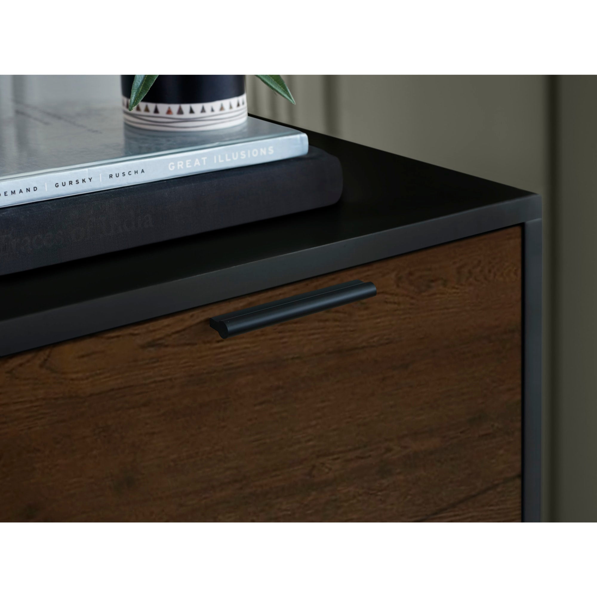 Alba 2 Drawer Bedside - Walnut/Black