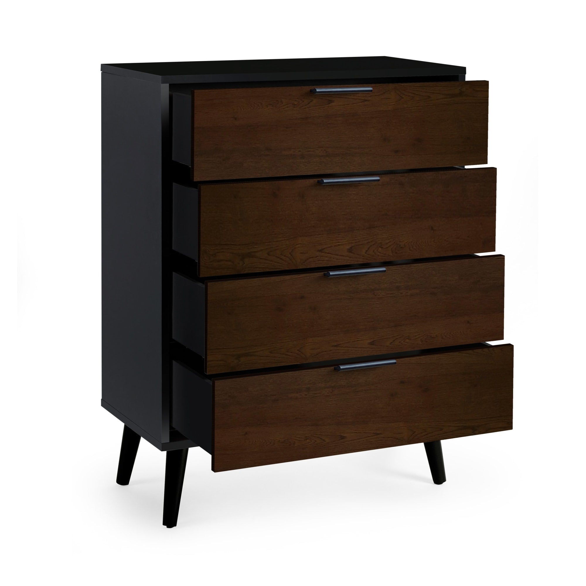 Alba 4 Drawer Wide Chest - Walnut/Black