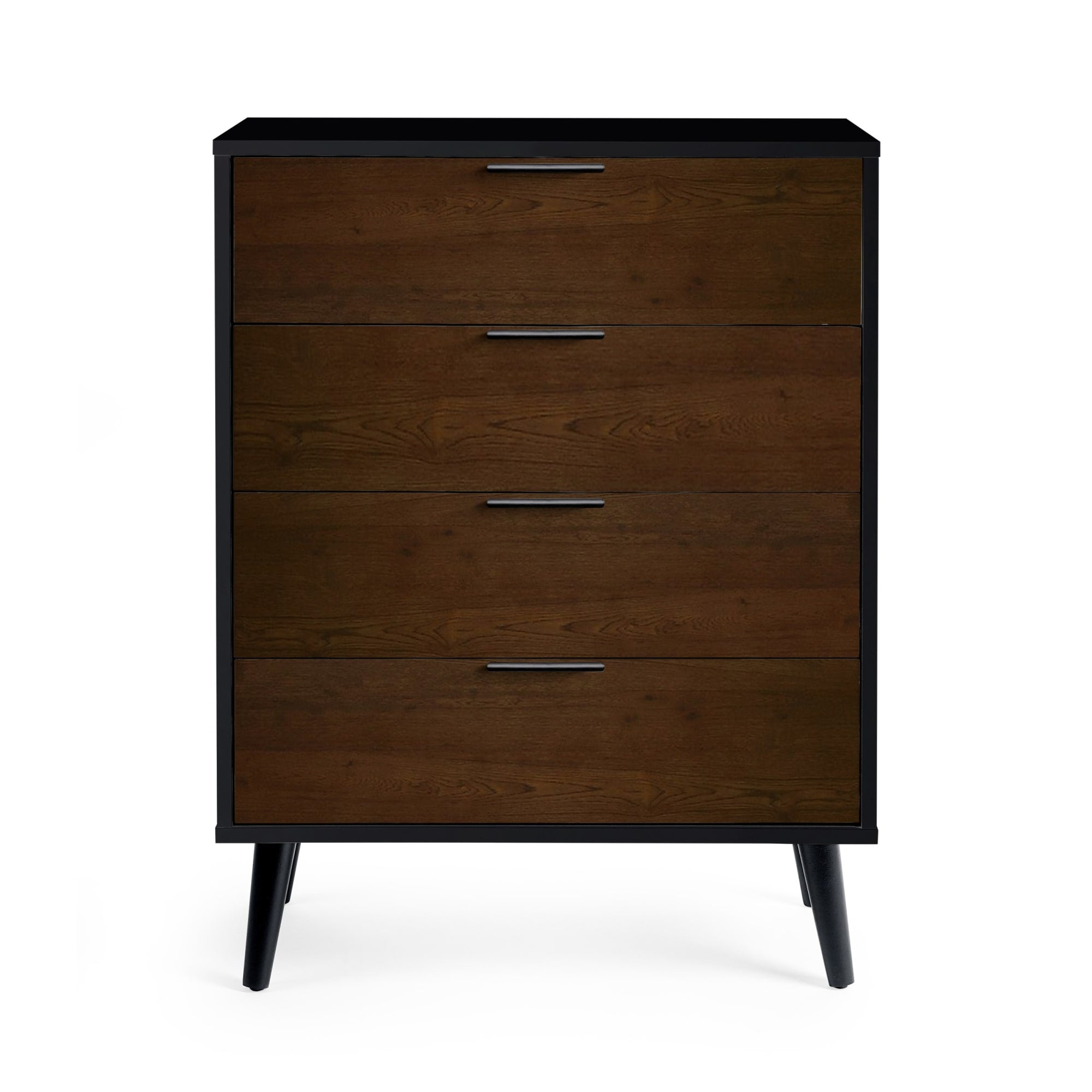 Alba 4 Drawer Wide Chest - Walnut/Black