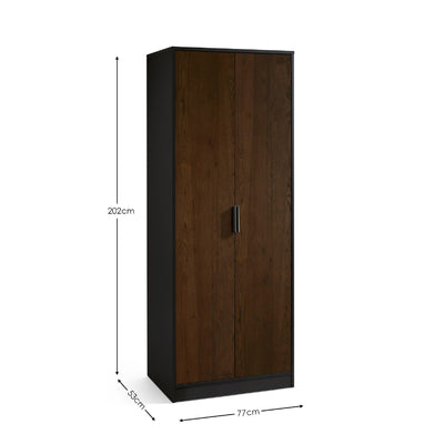 Alba 2 Door Wardrobe - Walnut/Black