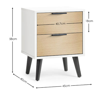 Alba 2 Drawer Bedside - White/Oak