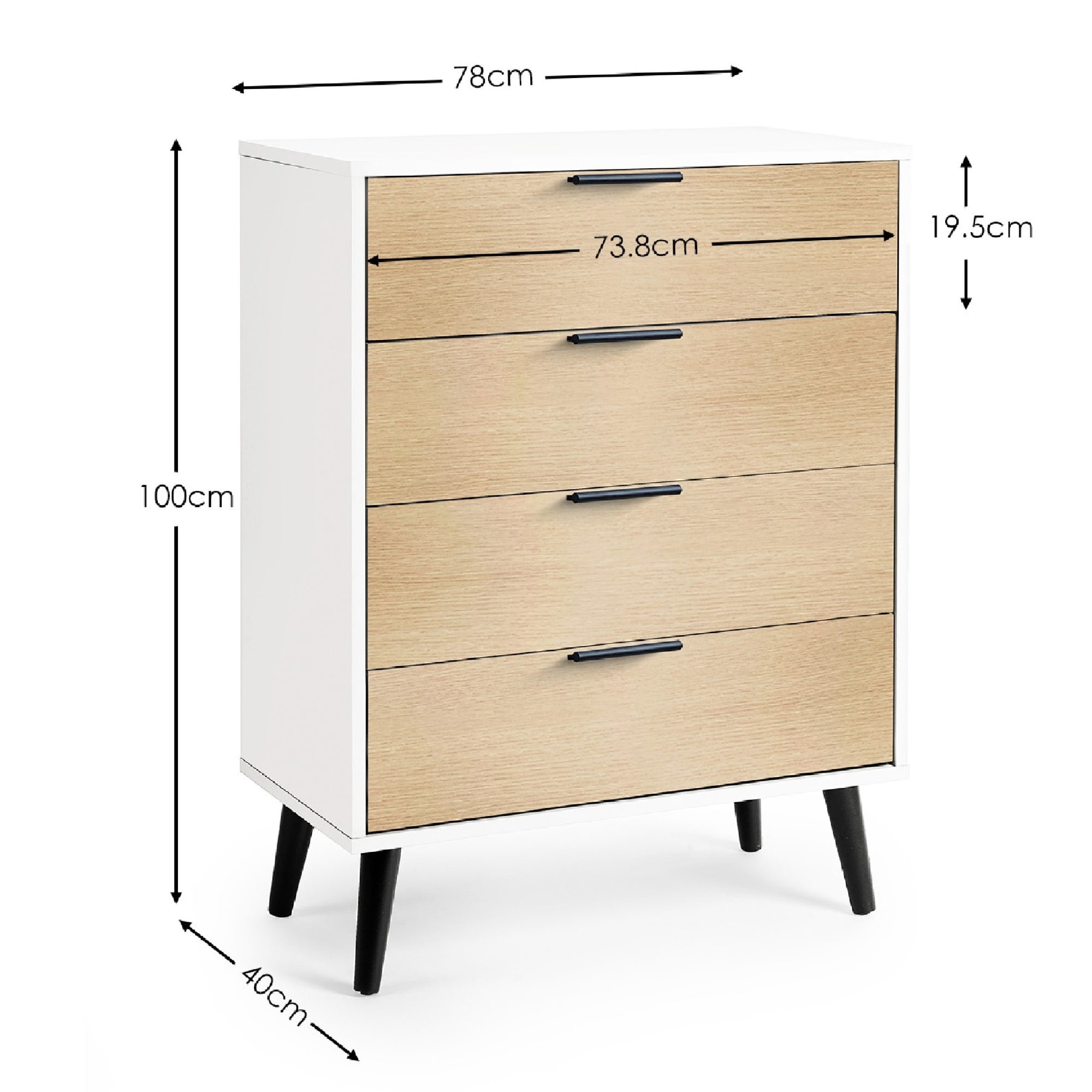 Alba 4 Drawer Wide Chest - White/Oak