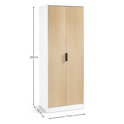 Alba 2 Door Wardrobe - White/Oak