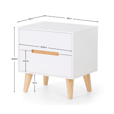 Alicia 2 Drawer Bedside - White