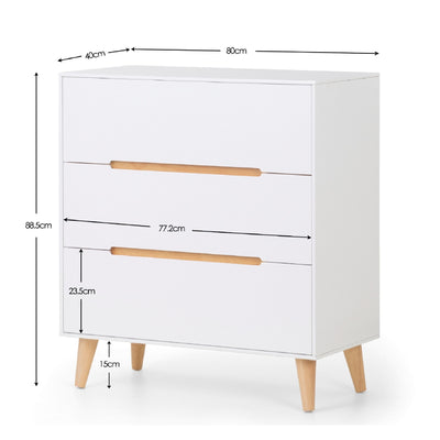 Alicia 3 Drawer Chest - White
