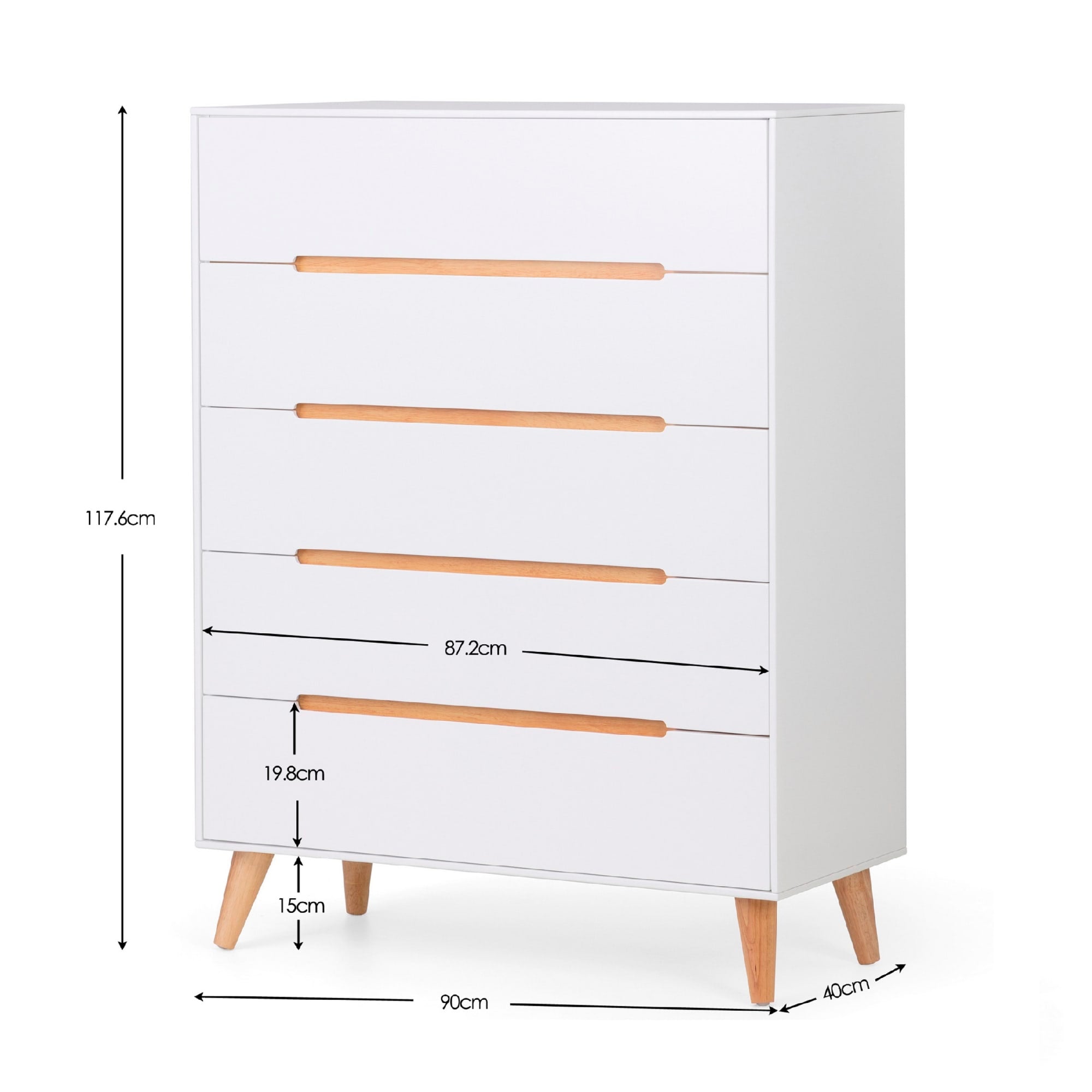 Alicia 5 Drawer Chest - White
