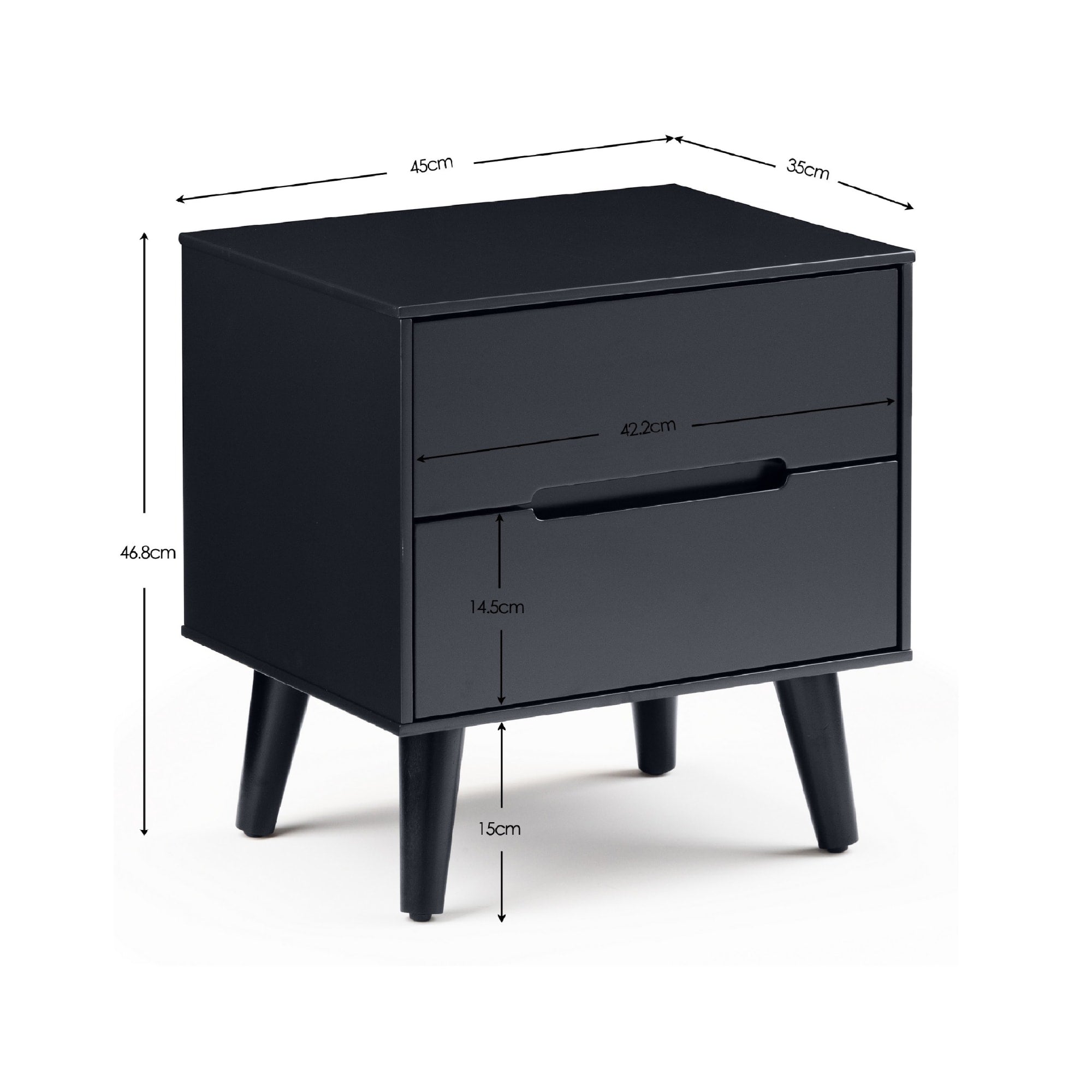 Alicia 2 Drawer Bedside - Anthracite