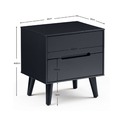 Alicia 2 Drawer Bedside - Anthracite