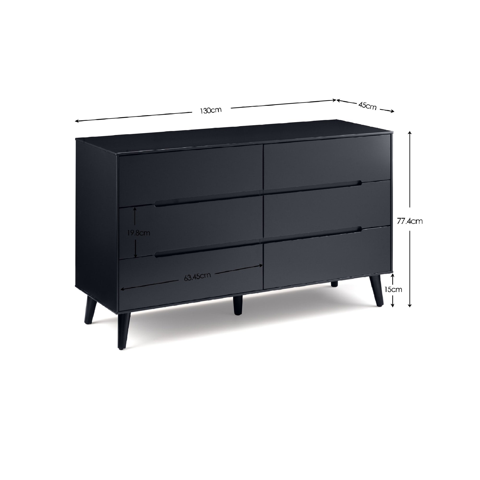 Alicia 6 Drawer Wide Chest - Anthracite
