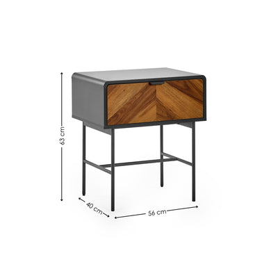 Alvin Black and Natural Wood���effect 1 Drawer Lamp Table