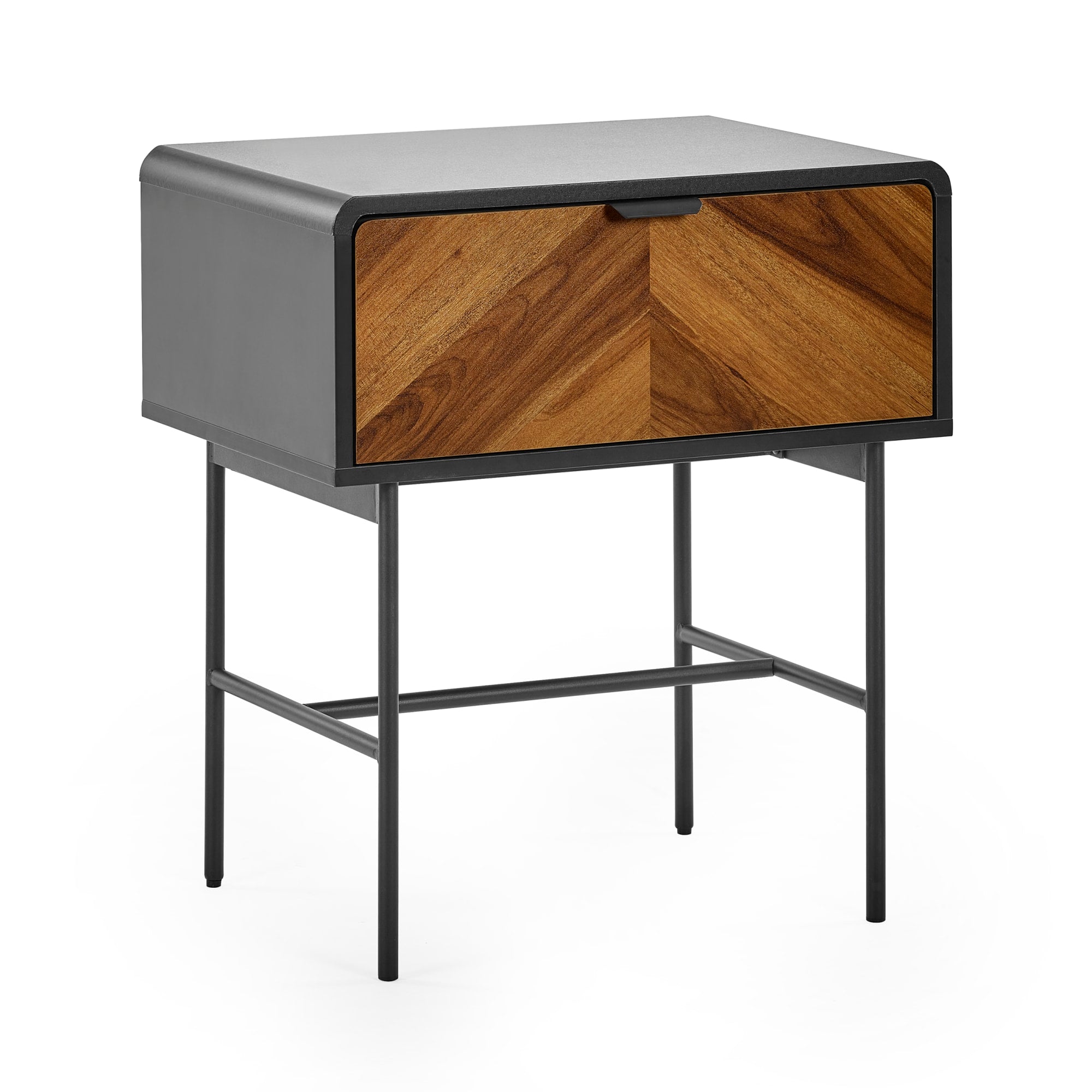 Alvin Black and Natural Wood���effect 1 Drawer Lamp Table