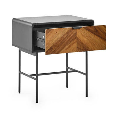 Alvin Black and Natural Wood���effect 1 Drawer Lamp Table