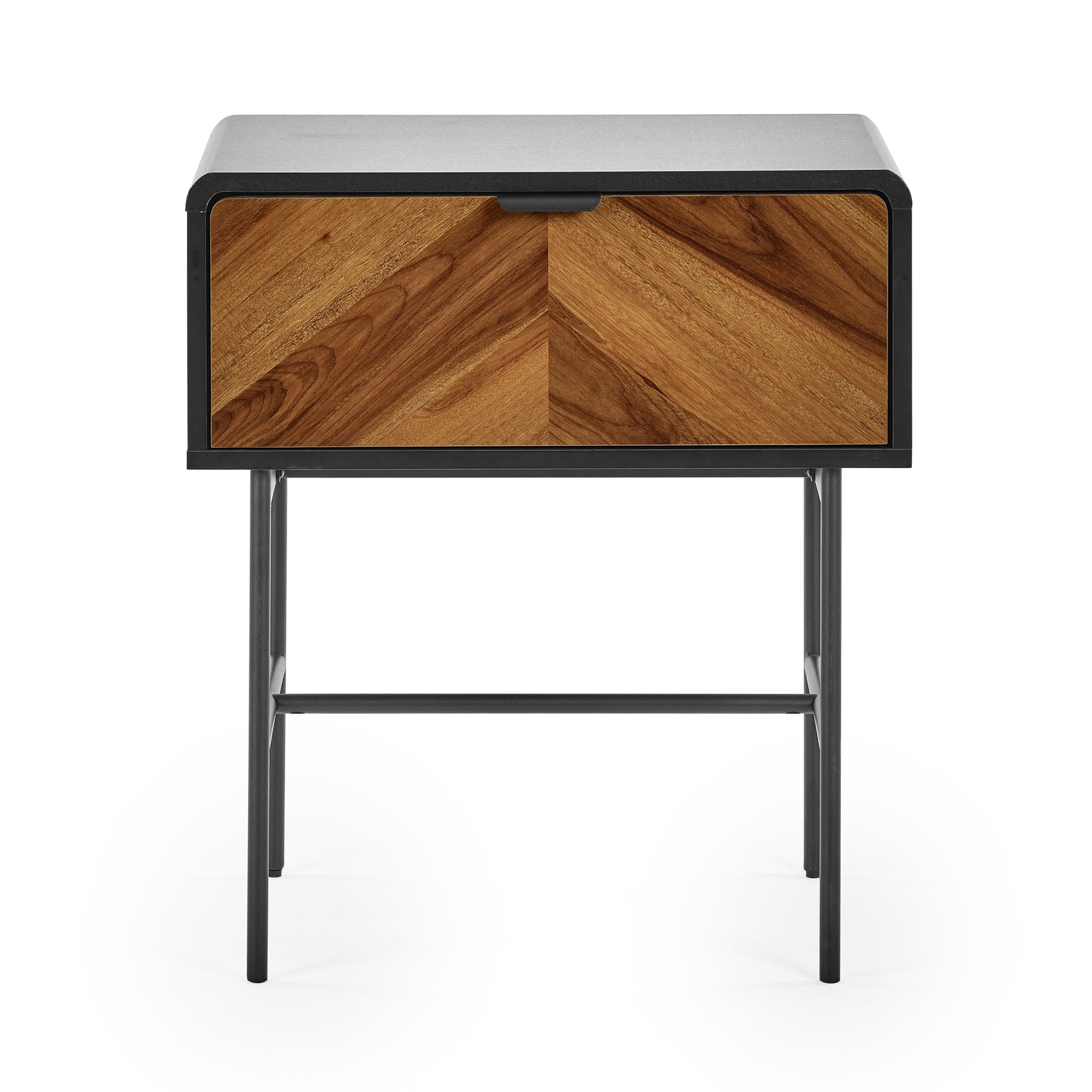 Alvin Black and Natural Wood���effect 1 Drawer Lamp Table