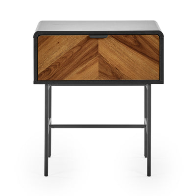Alvin Black and Natural Wood���effect 1 Drawer Lamp Table
