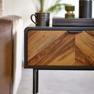 Alvin Black and Natural Wood���effect 1 Drawer Lamp Table