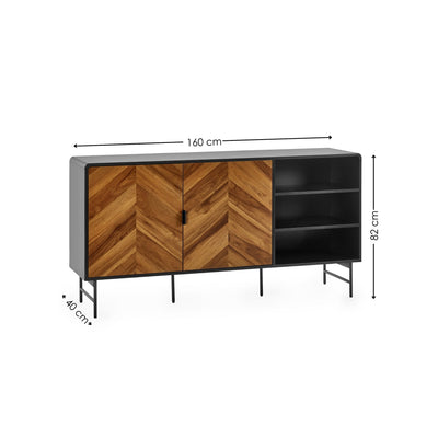 Alvin Black and Natural Wood���Effect Sideboard