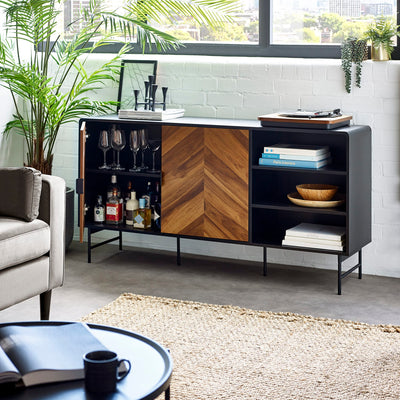 Alvin Black and Natural Wood���Effect Sideboard