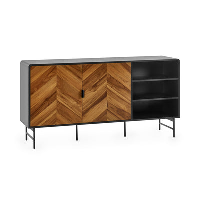Alvin Black and Natural Wood���Effect Sideboard