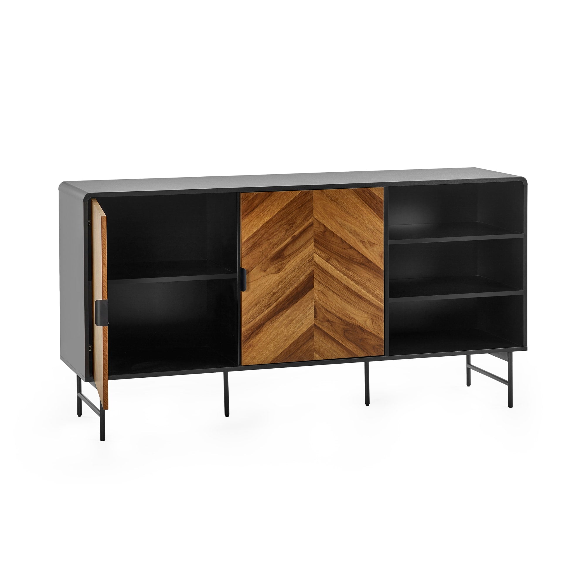 Alvin Black and Natural Wood���Effect Sideboard