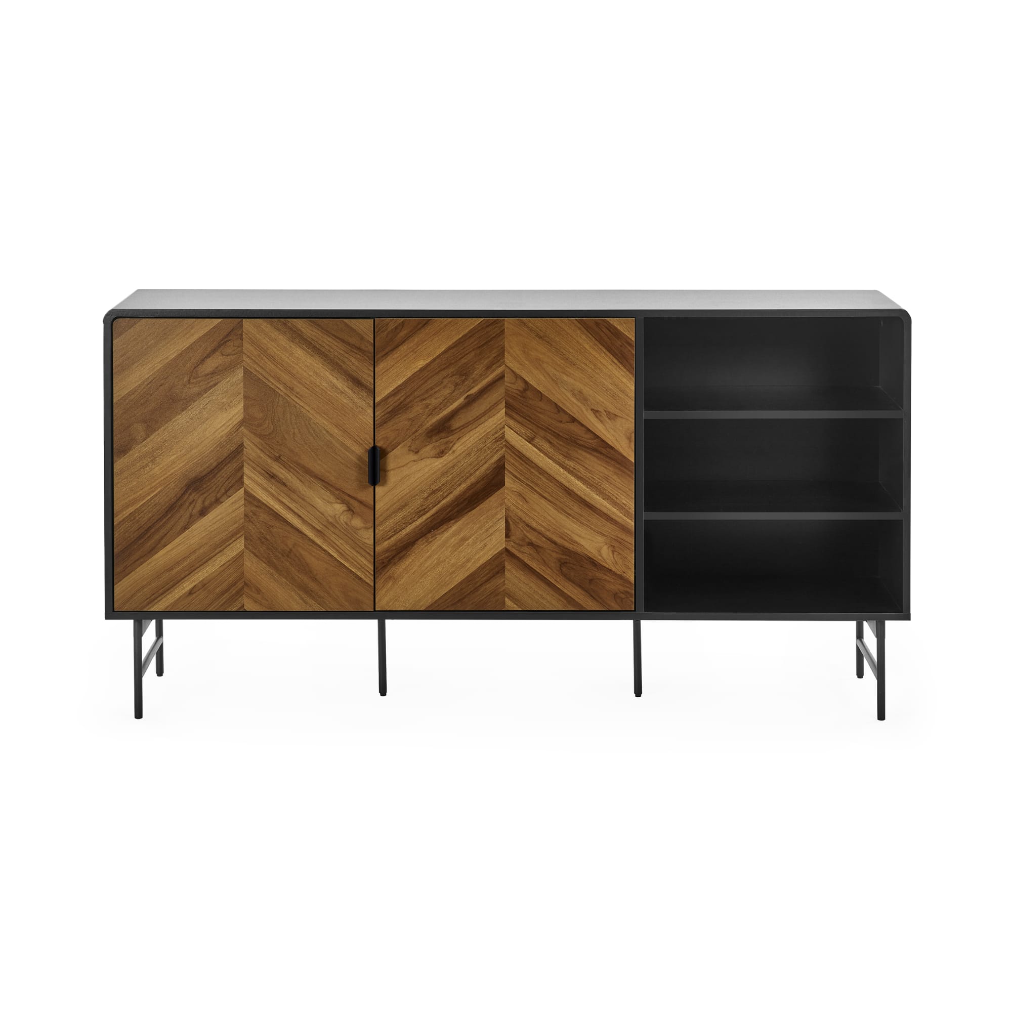 Alvin Black and Natural Wood���Effect Sideboard