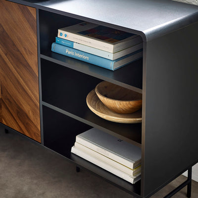 Alvin Black and Natural Wood���Effect Sideboard