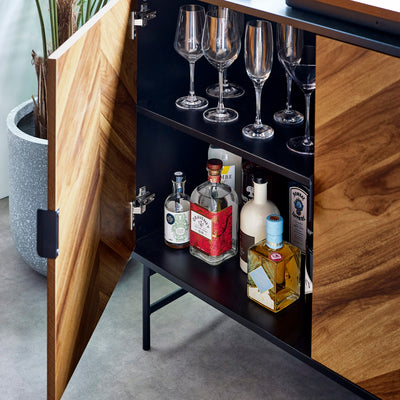 Alvin Black and Natural Wood���Effect Sideboard