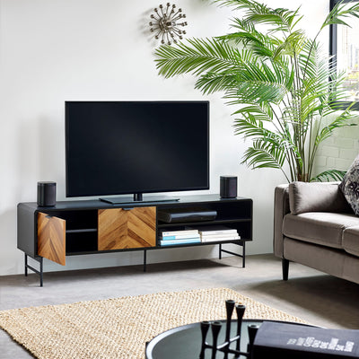 Alvin Black and Natural Wood���Effect 65" TV Unit