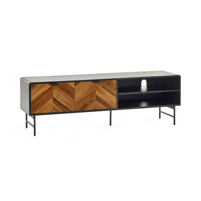 Alvin Black and Natural Wood���Effect 65" TV Unit