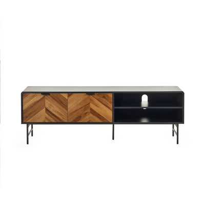 Alvin Black and Natural Wood���Effect 65" TV Unit