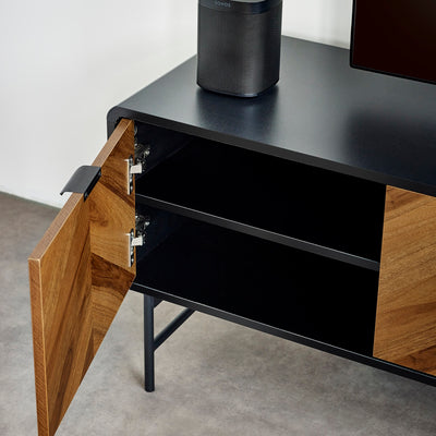 Alvin Black and Natural Wood���Effect 65" TV Unit