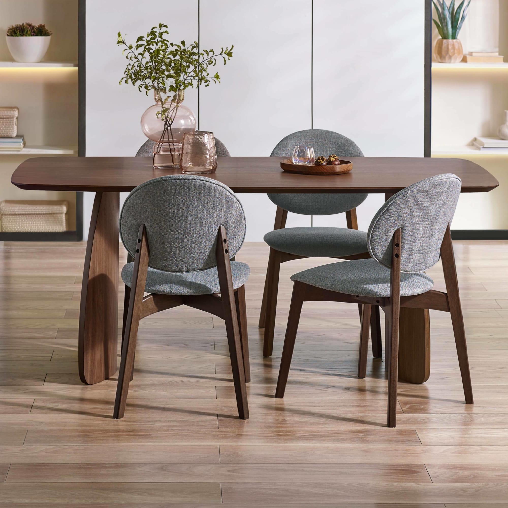 Set of 2 Artemis Walnut and Grey Dining Chairs