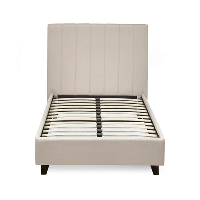 Aylen Oatmeal Linen Upholstered 90cm Single Bed Frame