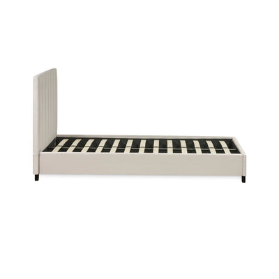 Aylen Oatmeal Linen Upholstered 90cm Single Bed Frame