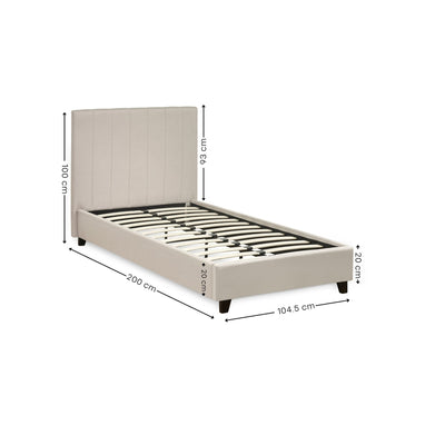 Aylen Oatmeal Linen Upholstered 90cm Single Bed Frame
