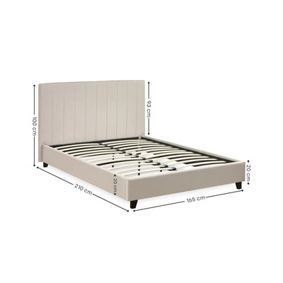 Aylen Oatmeal Linen Upholstered 150cm King Size Bed Frame