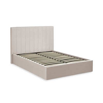 Aylen Oatmeal Linen Upholstered 150cm King Size Ottoman Storage Bed Frame